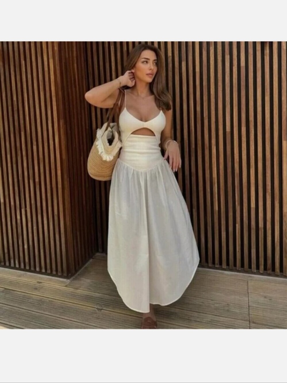 Spaghetti Strap Cutout Midi Dress